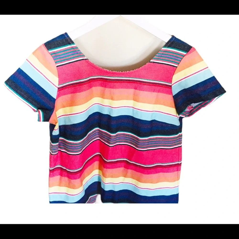 NWT UNCLE FRANK (Anthro) Weekend Stripe Cotton Dress With Fringe Trim Red Small - Picture 9 of 13